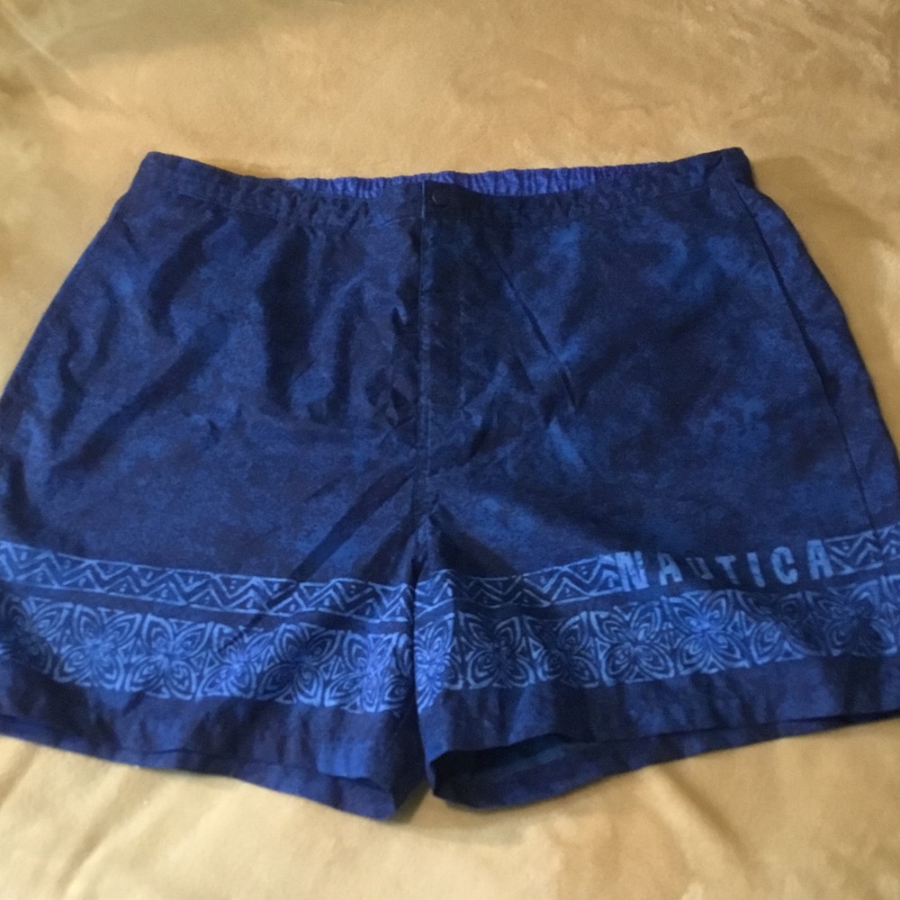 Nautica Deep Blue Patterned Men’s Swim Trunks